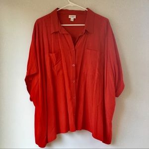LulaRoe Amy Red Dolman Sleeve Button Down Shirt